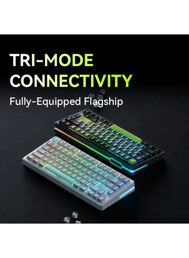 لوحة مفاتيح ألعاب مغناطيسية VGN Neon Pro، تصميم 75٪، اتصال ثلاثي (2.4 جيجاهرتز / بلوتوث / سلكي)، معدل استجابة 8000 هرتز، هيكل Gasket، إضاءة RGB، مفاتيح قابلة للتبديل - Image 2